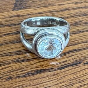 Elegant Joseph Esposito Sterling Ring with White Topaz Gemstone